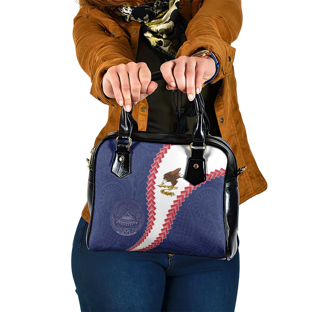 American Samoa Eagle Shoulder Handbag Polynesian Tribal Pattern Curve Style