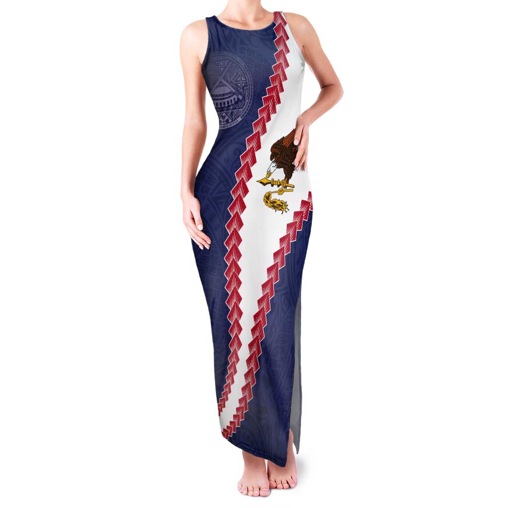 American Samoa Eagle Tank Maxi Dress Polynesian Tribal Pattern Curve Style