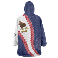 American Samoa Eagle Wearable Blanket Hoodie Polynesian Tribal Pattern Curve Style