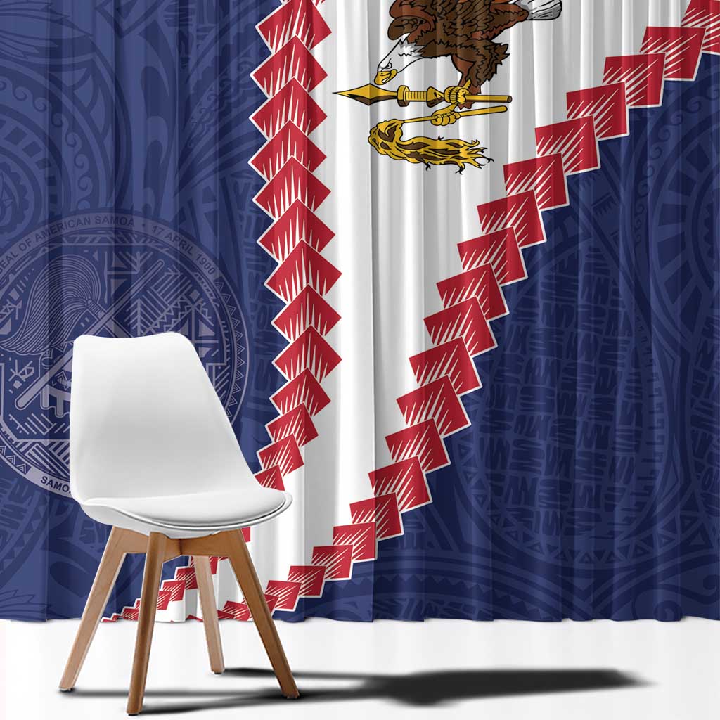American Samoa Eagle Window Curtain Polynesian Tribal Pattern Curve Style