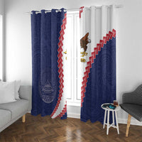 American Samoa Eagle Window Curtain Polynesian Tribal Pattern Curve Style
