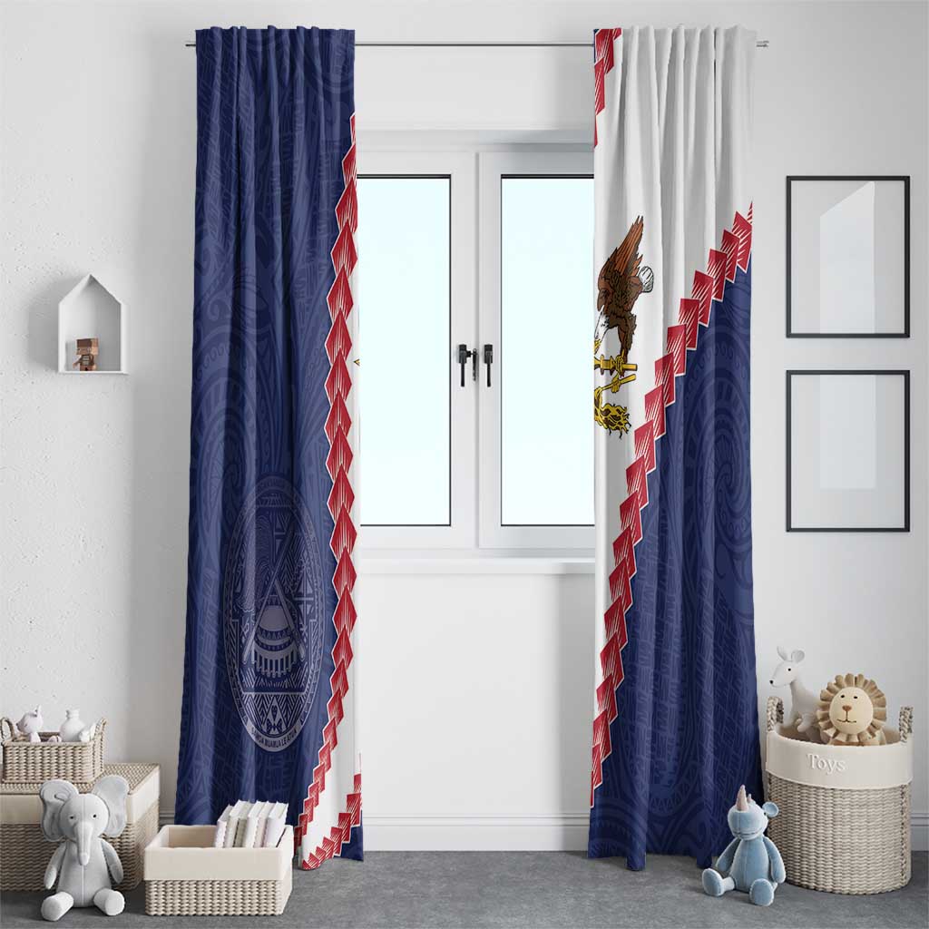 American Samoa Eagle Window Curtain Polynesian Tribal Pattern Curve Style