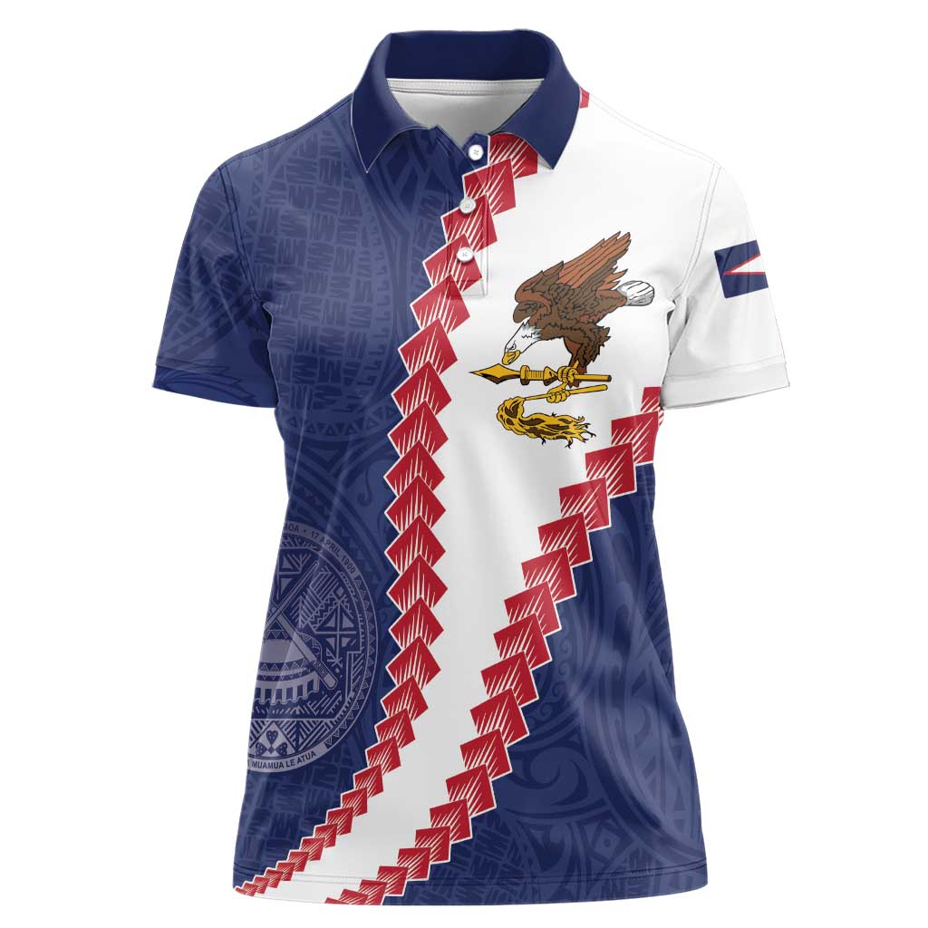 American Samoa Eagle Women Polo Shirt Polynesian Tribal Pattern Curve Style