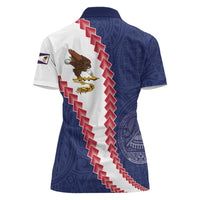 American Samoa Eagle Women Polo Shirt Polynesian Tribal Pattern Curve Style