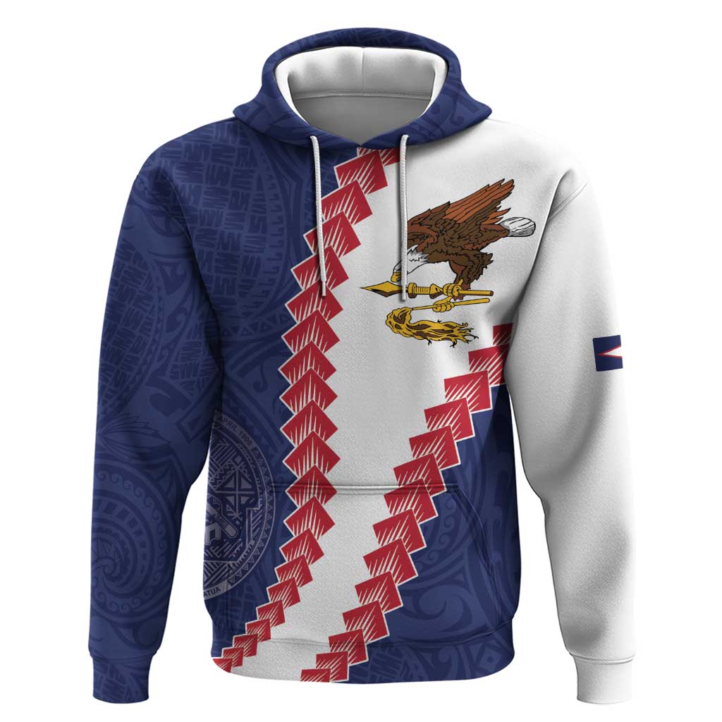 American Samoa Eagle Zip Hoodie Polynesian Tribal Pattern Curve Style