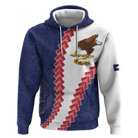 American Samoa Eagle Zip Hoodie Polynesian Tribal Pattern Curve Style