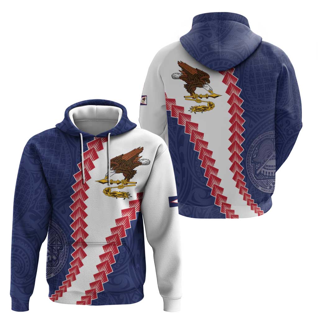 American Samoa Eagle Zip Hoodie Polynesian Tribal Pattern Curve Style