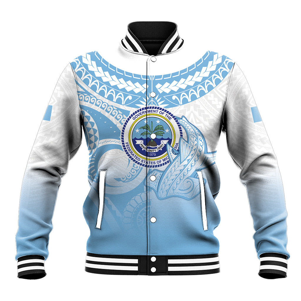 Micronesia Constitution Day Baseball Jacket Polynesian Tribal Tattoo Simple Style