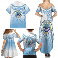 Micronesia Constitution Day Family Matching Summer Maxi Dress and Hawaiian Shirt Polynesian Tribal Tattoo Simple Style