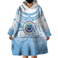 Micronesia Constitution Day Wearable Blanket Hoodie Polynesian Tribal Tattoo Simple Style
