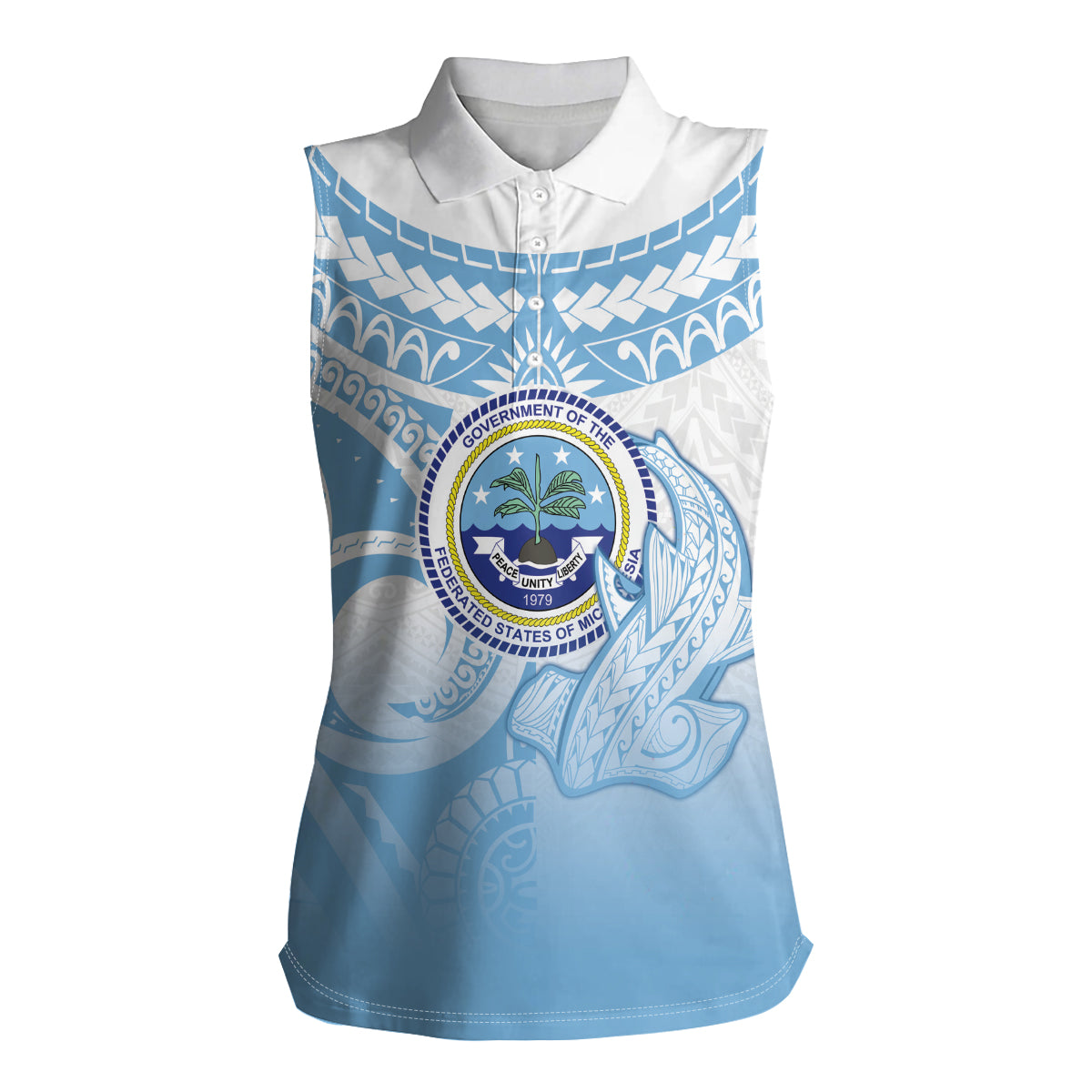 Micronesia Constitution Day Women Sleeveless Polo Shirt Polynesian Tribal Tattoo Simple Style
