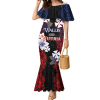 Wallis and Futuna Uvea Family Matching Mermaid Dress and Hawaiian Shirt Victory Day With Frangipani