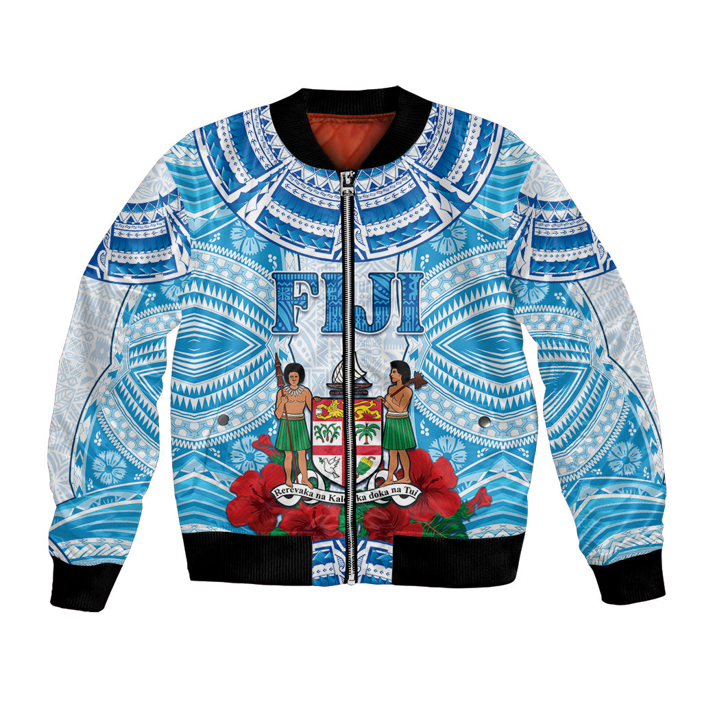 Personalised Fiji Ratu Sir Lala Sukuna Day Bomber Jacket Hibiscus Tapa Pattern