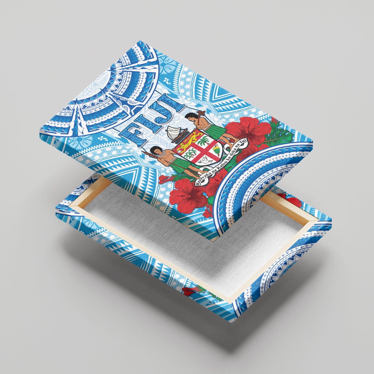 Fiji Ratu Sir Lala Sukuna Day Canvas Wall Art Hibiscus Tapa Pattern