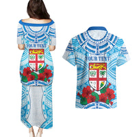 Personalised Fiji Ratu Sir Lala Sukuna Day Couples Matching Puletasi and Hawaiian Shirt Hibiscus Tapa Pattern