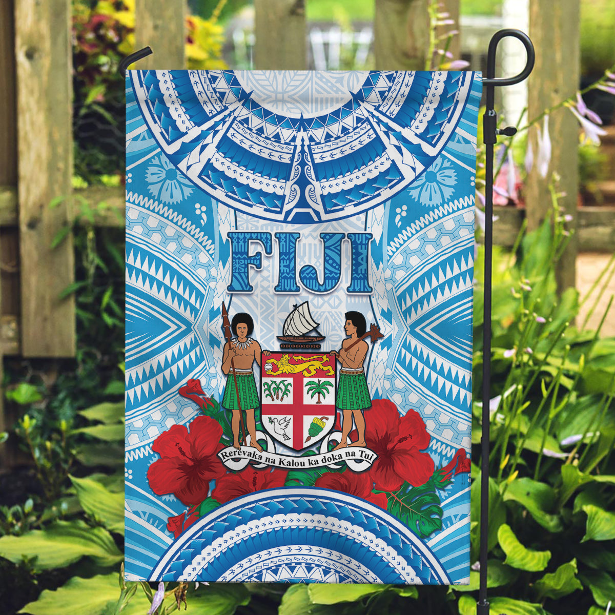 Fiji Ratu Sir Lala Sukuna Day Garden Flag Hibiscus Tapa Pattern