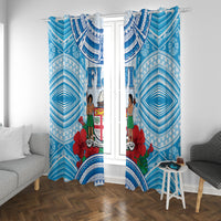 Fiji Ratu Sir Lala Sukuna Day Window Curtain Hibiscus Tapa Pattern