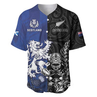 New Zealand And Scotland Rugby Custom Baseball Jersey Maori Tiki With Thistle Together
