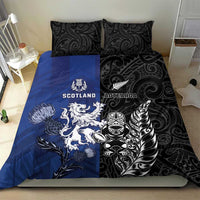 New Zealand And Scotland Rugby Bedding Set Maori Tiki With Thistle Together