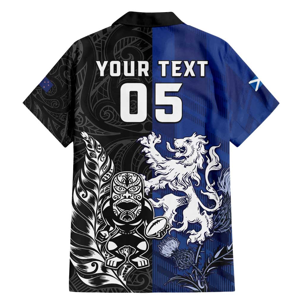 New Zealand And Scotland Rugby Custom Family Matching Long Sleeve Bodycon Dress and Hawaiian Shirt Maori Tiki With Thistle Together