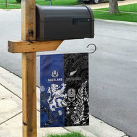 New Zealand And Scotland Rugby Garden Flag Maori Tiki With Thistle Together