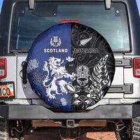 New Zealand And Scotland Rugby Spare Tire Cover Maori Tiki With Thistle Together