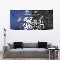 New Zealand And Scotland Rugby Tapestry Maori Tiki With Thistle Together
