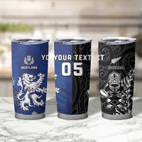 New Zealand And Scotland Rugby Custom Tumbler Cup Maori Tiki With Thistle Together