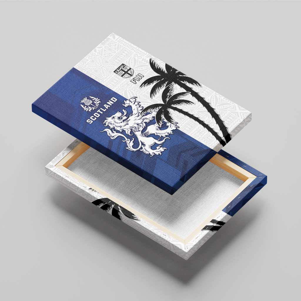 Fiji And Scotland Rugby Canvas Wall Art Fijian Palm Tree With Thistle Together