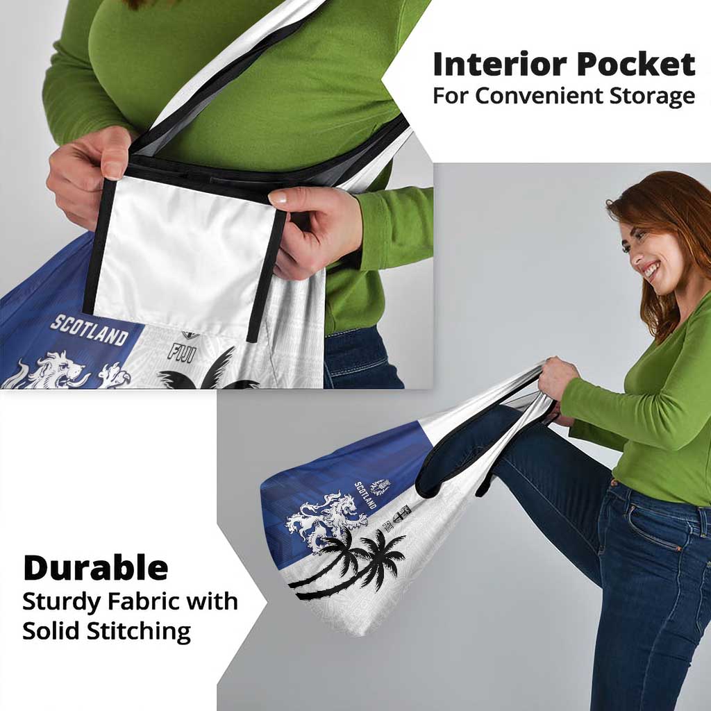 Fiji And Scotland Rugby Grocery Bag Fijian Palm Tree With Thistle Together