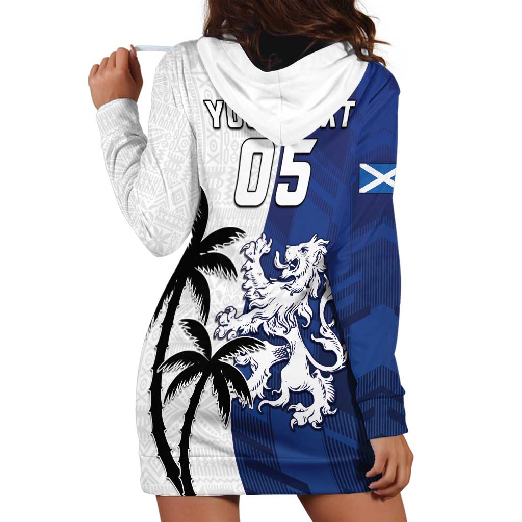 Fiji And Scotland Rugby Custom Hoodie Dress Fijian Palm Tree With Thistle Together