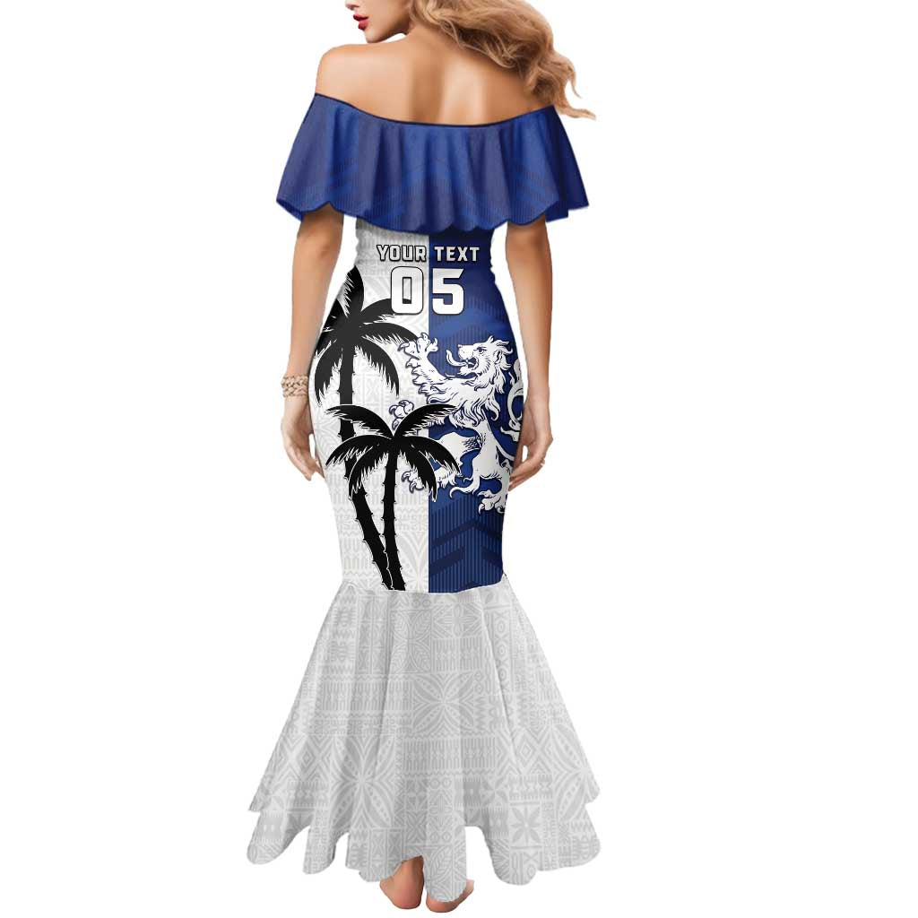 Fiji And Scotland Rugby Custom Mermaid Dress Fijian Palm Tree With Thistle Together