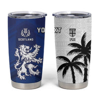 Fiji And Scotland Rugby Custom Tumbler Cup Fijian Palm Tree With Thistle Together