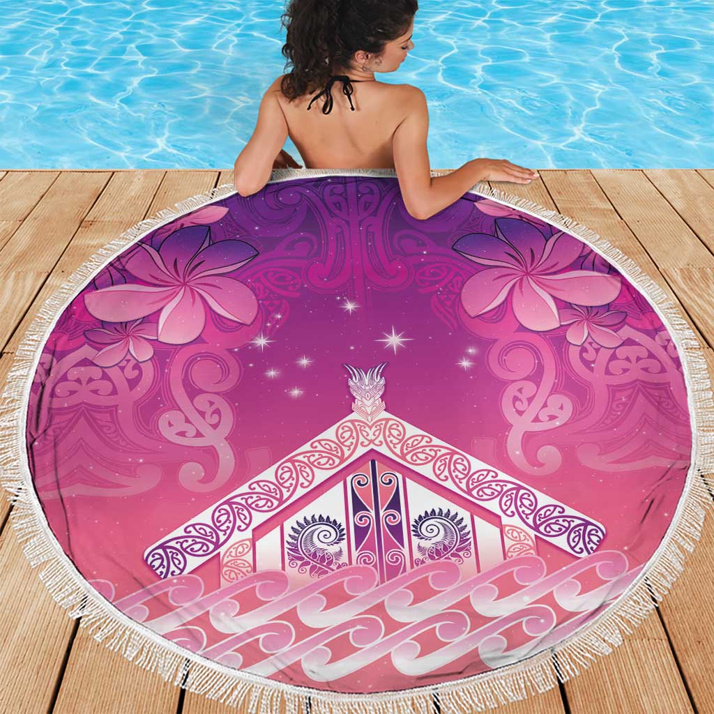 New Zealand Matariki Beach Blanket Maori Marae Purple Galaxy