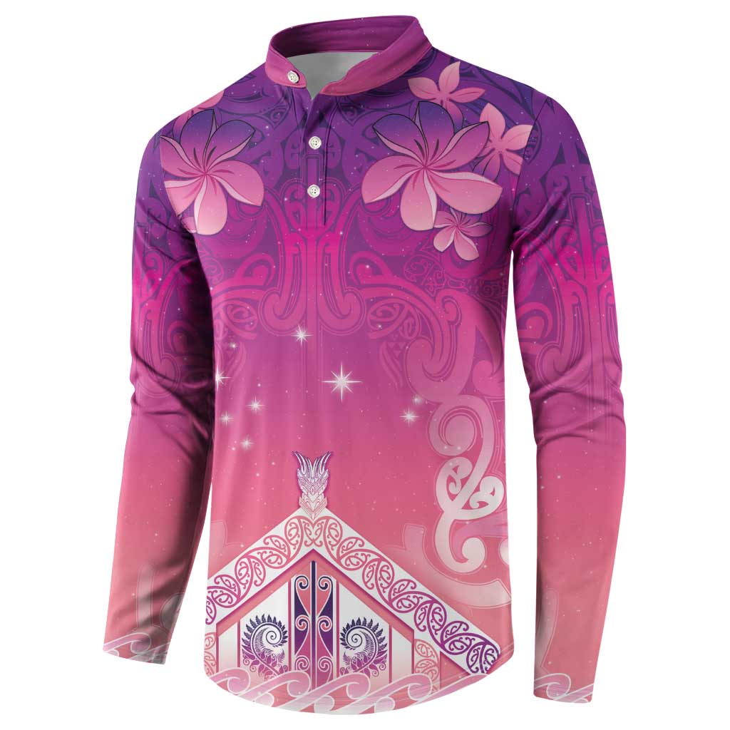 New Zealand Matariki Button Sweatshirt Maori Marae Purple Galaxy