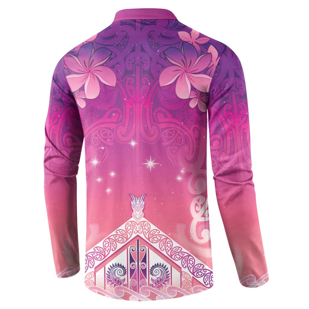 New Zealand Matariki Button Sweatshirt Maori Marae Purple Galaxy