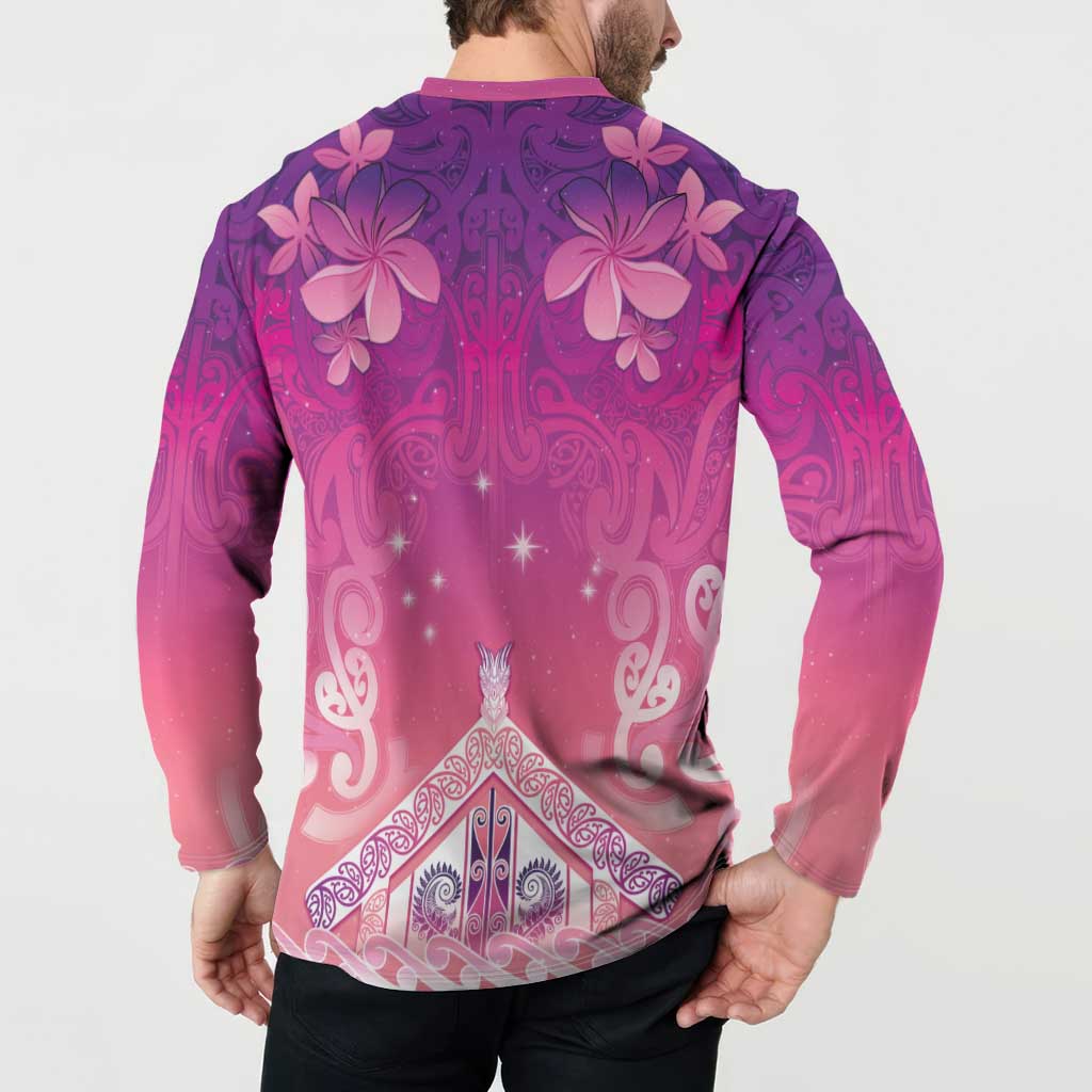 New Zealand Matariki Button Sweatshirt Maori Marae Purple Galaxy