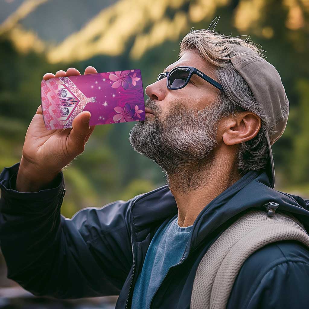 New Zealand Matariki 4 in 1 Can Cooler Tumbler Maori Marae Purple Galaxy