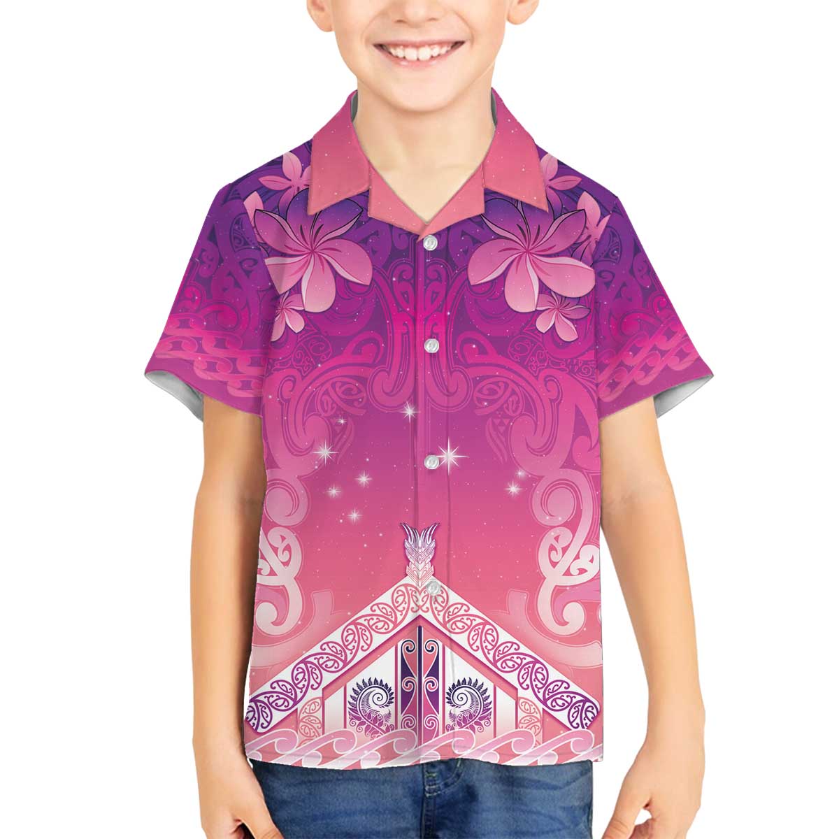 New Zealand Matariki Family Matching Off The Shoulder Long Sleeve Dress and Hawaiian Shirt Maori Marae Purple Galaxy