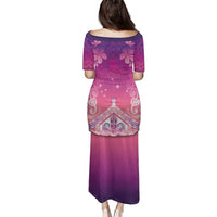 New Zealand Matariki Family Matching Puletasi and Hawaiian Shirt Maori Marae Purple Galaxy