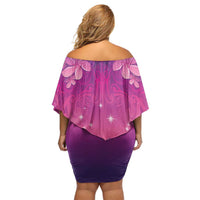 New Zealand Matariki Off Shoulder Short Dress Maori Marae Purple Galaxy