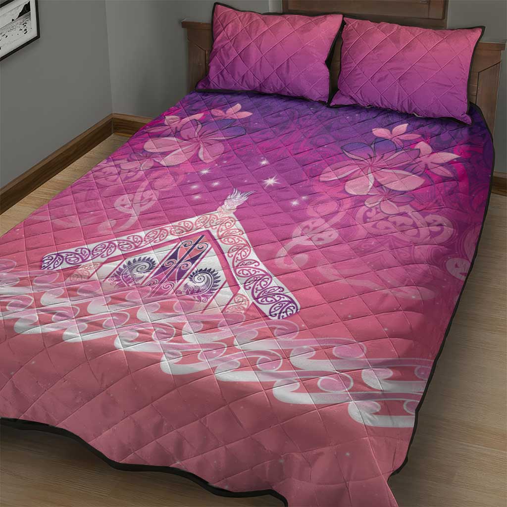 New Zealand Matariki Quilt Bed Set Maori Marae Purple Galaxy