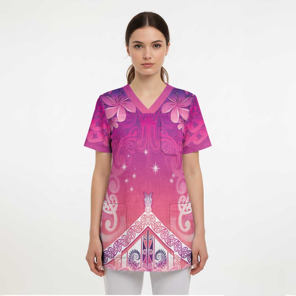New Zealand Matariki Scrub Top Maori Marae Purple Galaxy - Polynesian Pride
