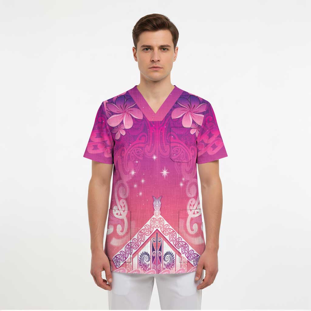 New Zealand Matariki Scrub Top Maori Marae Purple Galaxy - Polynesian Pride