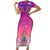 New Zealand Matariki Short Sleeve Bodycon Dress Maori Marae Purple Galaxy