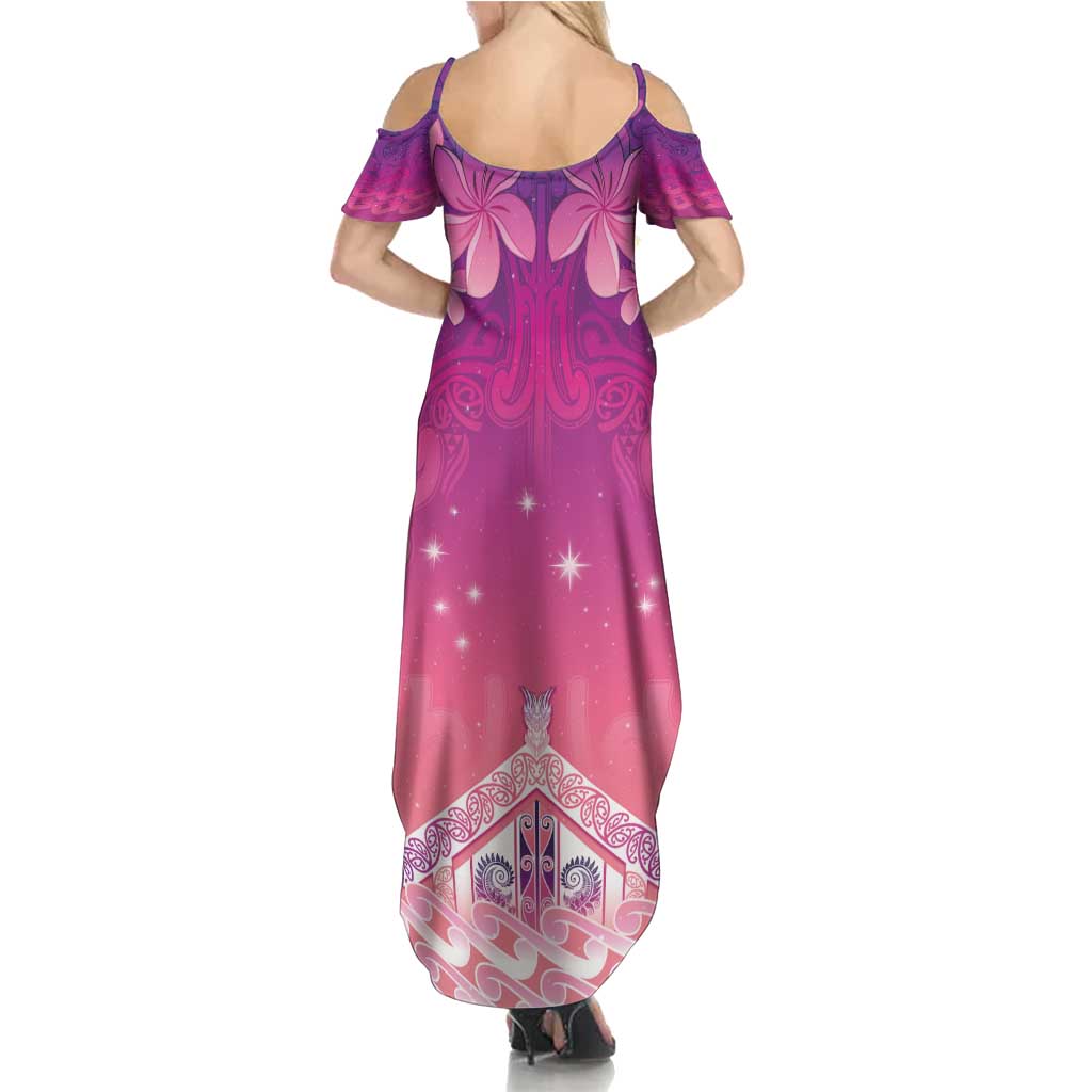 New Zealand Matariki Summer Maxi Dress Maori Marae Purple Galaxy