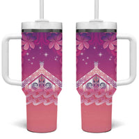 New Zealand Matariki Tumbler With Handle Maori Marae Purple Galaxy