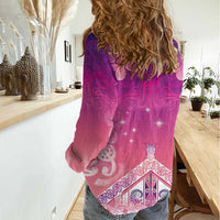 New Zealand Matariki Women Casual Shirt Maori Marae Purple Galaxy