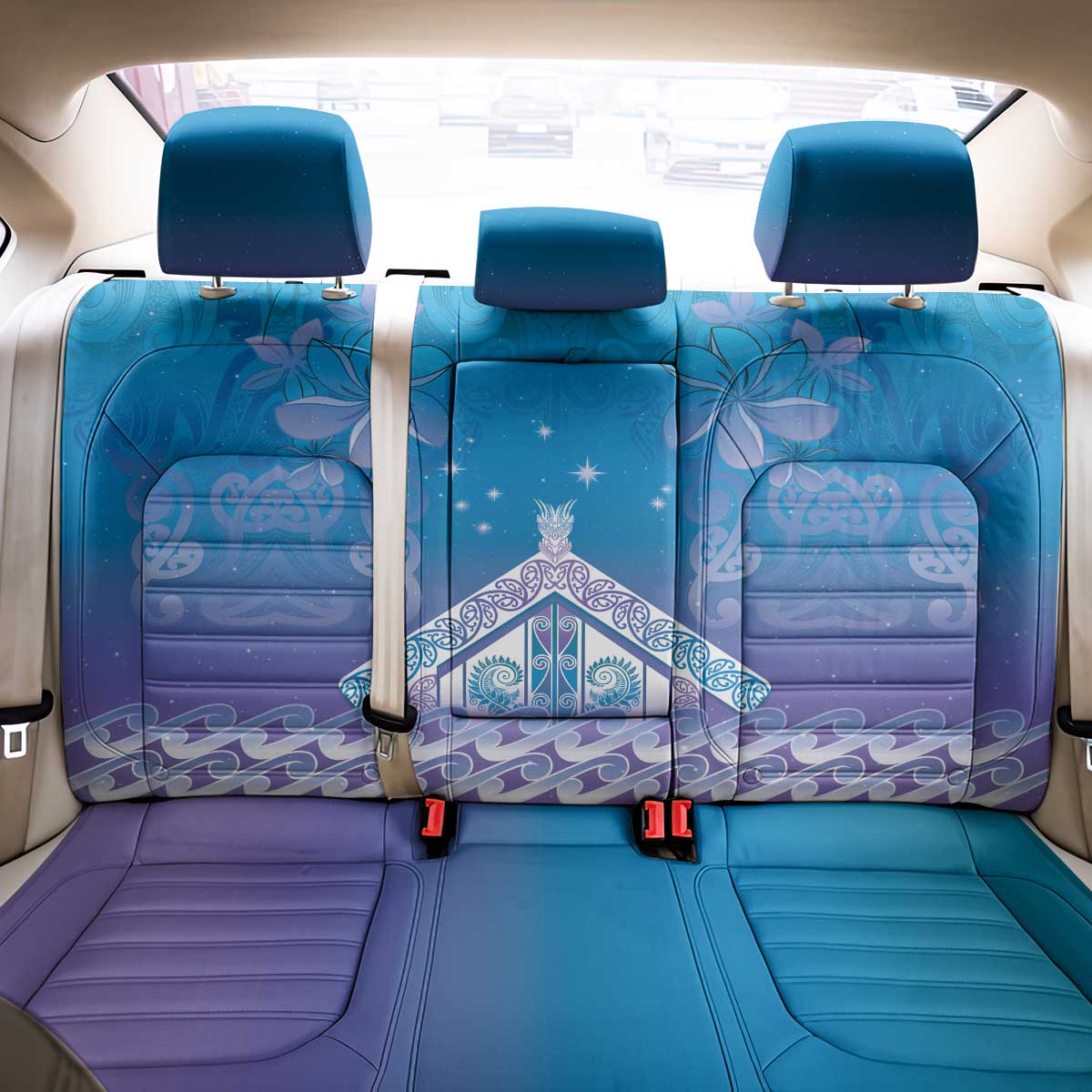 New Zealand Matariki Back Car Seat Cover Maori Marae Cyan Galaxy