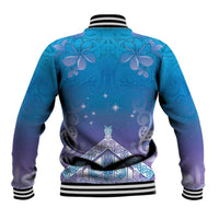 New Zealand Matariki Baseball Jacket Maori Marae Cyan Galaxy